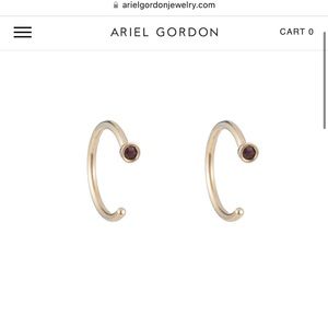 NWOT Ariel Gordon rose gold, ruby dust hoops